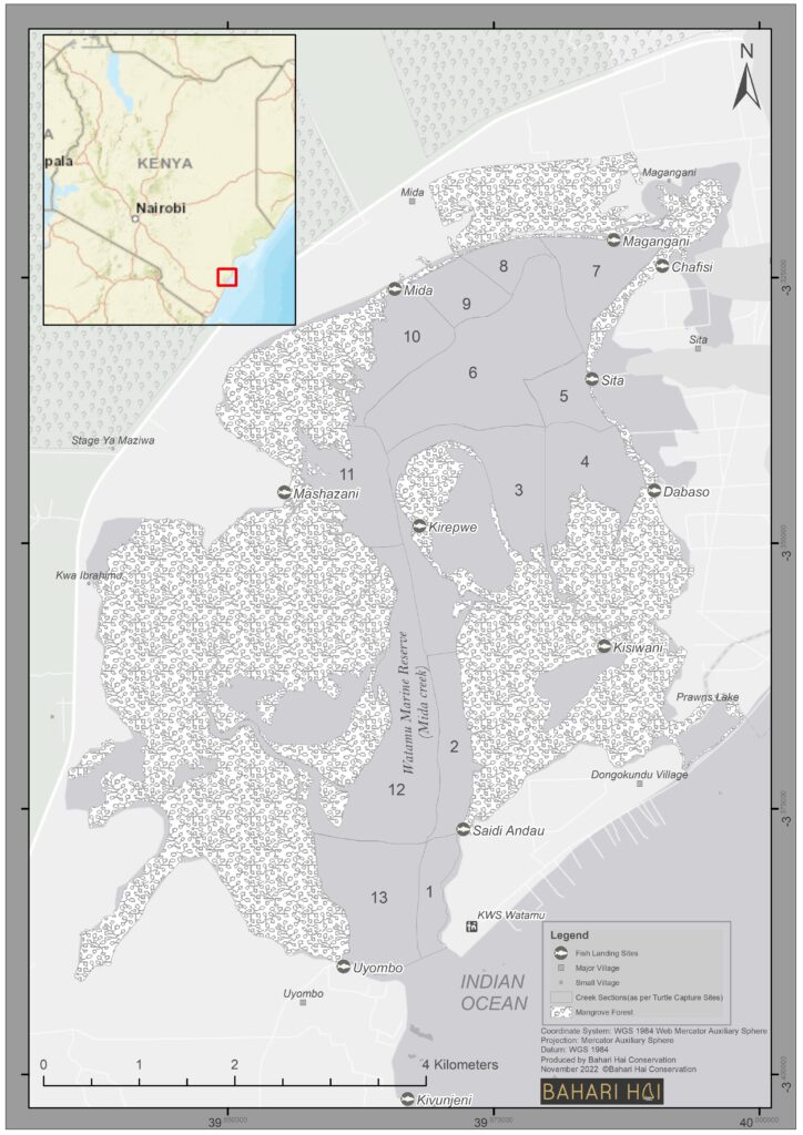 Map of Mida Creek, Watamu